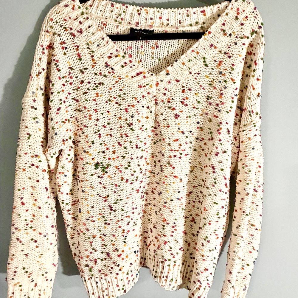 Speckled Knit V-Neck Sweater